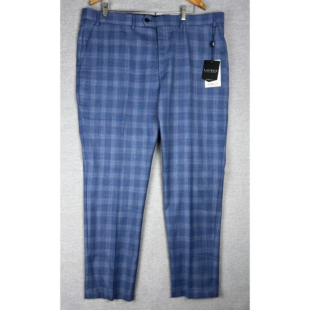 Lauren‎ Ralph Lauren Mens 42x32 Blue Plaid Ultraflex Classic Fit Suit NEW